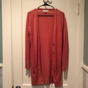 LOFT Boyfriend Cardigan - Salmon - Size M